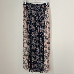 Reborn Blue and Pink Wide Leg Pants with Floral Design